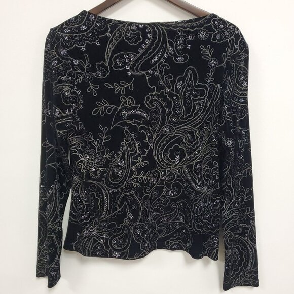 Willi Smith Womens Embroidered Velvet Fairy Grunge Top Size XL Black Whimsigoth - Picture 3 of 9